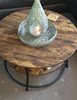 Round Industrial Coffee Table Rustic Metal Furniture Vintage Side Storage Shelf