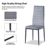 4pcs High Back Dark Grey Velvet Dining Chairs Padded Seat Dining Room Kitchen