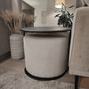 Round Sofa Side Tea Table & Linen Ottoman Footstool Under Desk Chair Living Room