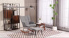 Rocking Chair and Ottoman Set Fabric Wingback Armchair for Living Room Grey