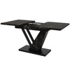 Extendable Dining Table Kitchen Table, Black Marble MDF Top 120-160x75x75.5cm