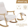 Creamy Fabric Upholstered Rocking Chair Living Room Nap Relaxing Rocker Armchair