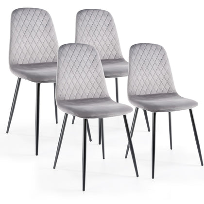 4X Dining Chairs Velvet Padded Seat Metal Legs Kitchen Chair Home Office Set