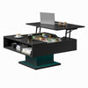 Square Coffee Table with LED Lights Cocktail Sofa Table for Living Room Black