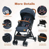 Portable Baby Stroller One-Hand Folding Pushchair W/Adjustable Backrest-Navy