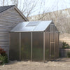 4x6/6x6/8x6/10x6FT Walk-In Greenhouse Aluminium Frame / Polycarb Panel Silver