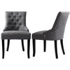 Kitchen Dining Room Chairs Grey Linen Padded Seat Buttoned High Back Wood Legs