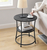 End Table With 2 Shelves, Small Round Table For Living Room, Bedroom