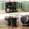 Industrial Bar Cabinet Kitchen Storage Sideboard W/ Rack Glass Holders