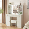 Dressing Table Stool Set with 10 LED Lights Mirror 3 Drawers Vanity Desk Storage