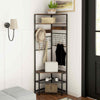 Clothes Rack Entryway Shoes Shelf Organizer Corner Hall Tree-Coffee