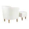 White Sherpa Accent Arm Chair Upholstered Single Sofa + Ottoman for Living Room