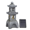 2 Tiers Stone Tower Garden Water Feature Solar LED Cascading Fountain Outdoor UK