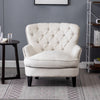 Button Wingback Chair Upholstered Linen Fabric Accent Studs Armchair Single Sofa