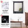 Carved Garden Mirror Wall Mounted Wooden Frame Outdoor Indoor Wood Grain Decor