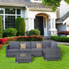 Grey Rattan Garden Sofa Set Outdoor 4 Piece Furniture with Cushions And Table