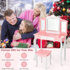Kids Vanity Table & Chair Set Children Makeup Dressing Table with Mirror