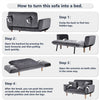 Fabric Sofa Bed Small Loveseat Tufted Button Detail Couch with Wooden Leg Grey