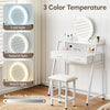 LED Mirror Dressing Table Makeup Desk Wooden Chair 2 Drawers W/Metal Leg