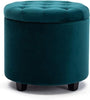 Round New Velvet Padded Seat Ottoman Storage Stool Box, Footstool Pouffes Chair