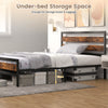 King Size Bed Frame Industrial Metal Platform Bed with Headboard and Footboard