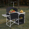 Folding Camping Kitchen Portable Windshield Cooking Table Picnic Storage Cabinet