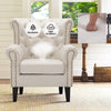Chesterfield Linen Fabric Wing Back Chair QueenStyle Armchair Seat Backrest Sofa