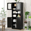 148cm Tall Bathroom Cabinet Freestanding Storage Cabinet with Glass Doors Black