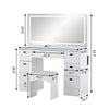 White Dressing Table LED Mirror 7 Drawers Stool Vanity Makeup Desk Set Bedroom