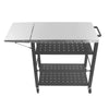 Foldable Stainless Pizza Oven Table Three-Shelf Garden Food Trolley Grill Cart