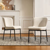 2PC Beige Dining Chairs Velvet Upholstered Seat Kitchen Chair Metal Legs