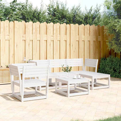 5 Piece Garden Set White Solid Wood E1A0