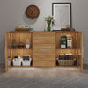 Modern Oak Sideboard TV Unit Buffet Cabinet Cupboard 3 Drawers 2 Doors with LED
