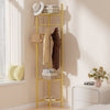 Metal Corner Coat Rack Clothes Rail Hall Tree Hanger Hook w Storage Shelf