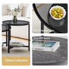 Round Coffee Table Set of 2 for Living Room Black Stacking Nesting Table