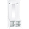 Hallway Furniture Set Shoe Bench Storage Mirror Cabinet Coat Rack w/ 4 Hooks