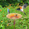 UK Bird Bath Water Seed Feeder Cast Iron Round Flower Petal Wild Garden Ornament
