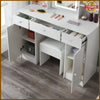 White Dressing Table With Smart LED Mirror Stool 3 drawers Vanity Makeup Desk
