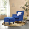 Velvet/Linen Shell Wing Back Upholster Accent Armchair Sofa Cushion Footstool UK
