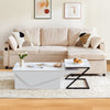 3-in-1High GlossTop Convertible Coffee Table Livingroom White Hidden Storage