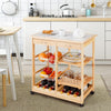 Mobile Serving Cart Rolling Wooden Kitchen Island Cart Tile Counter Top Natural