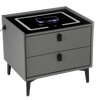 2 Drawers LED Bedside Table Wireless Charging Nightstand Bedside Cabinet Fdklcsb