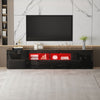 200cm All High Gloss Black TV Stand Cabinet with Lights for 65 - 90 inch TV's