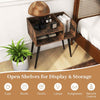 Bedroom End Table (Set of 2) Modern Nightstand with Open Shelves-Coffee