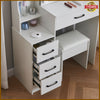 Dressing Table with Sliding LED Mirror 4 Drawers Stool Makeup Desk Vanity Set