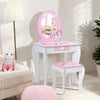 2 in 1 Kids Vanity Table and Chair Set Princess Makeup Dressing Table Writing