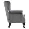 Grey Chesterfield Wing Back Armchair Queen Anne High Back Fireside Winged Chair