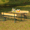 Folding Wooden Beer Table and Bench Set Garden Outdoor Bistro Bench Desk Chairs