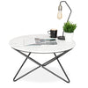 Coffee Table Marble Effect MDF Tabletop w/ Metal Legs | 80 x 45cm | Living Room