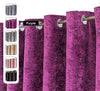 Crushed Velvet Curtains Eyelet Ring Top Ready Made Lined Pair Curtains